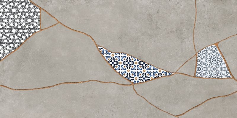 Gres mrozoodporny szkliwiony Ezra 60 x 120 cm grey patchwork 1,44 m2