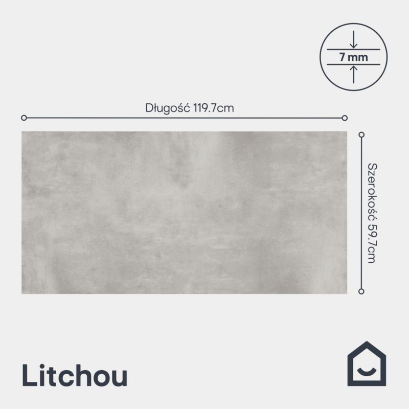 Gres mrozoodporny szkliwiony Litchou GoodHome 59,7 x 119,7 cm grey 1,43 m2