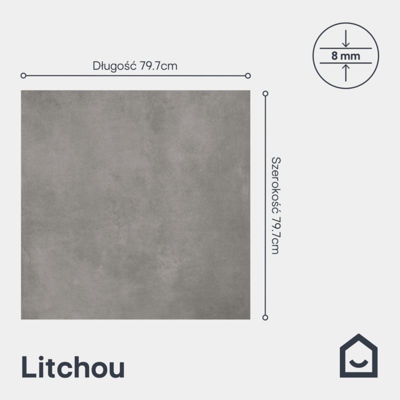 Gres mrozoodporny szkliwiony Litchou GoodHome 79,7 x 79,7 cm anthracite 1,27 m2