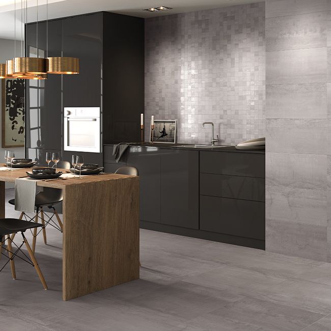 Gres mrozoodporny szkliwiony Metal 60 x 120 cm srebrny 1,44 m2