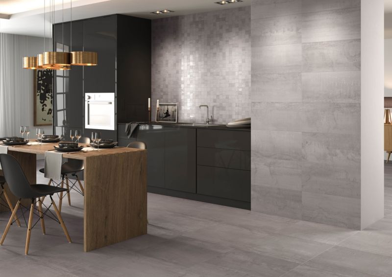 Gres mrozoodporny szkliwiony Metal 60 x 120 cm srebrny 1,44 m2