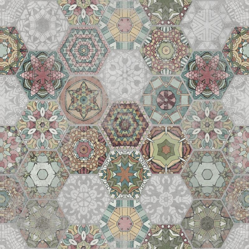 Gres mrozoodporny szkliwiony Patchwork Hexagon 60 x 60 cm multikolor 1,44 m2