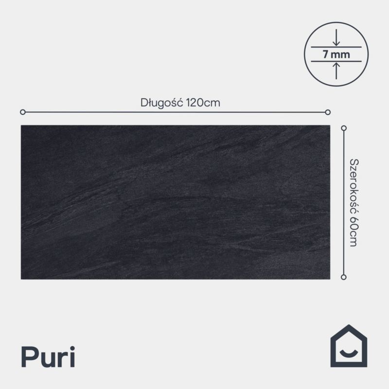 Gres Puri 60 x 120 cm anthracite 1,44 m2