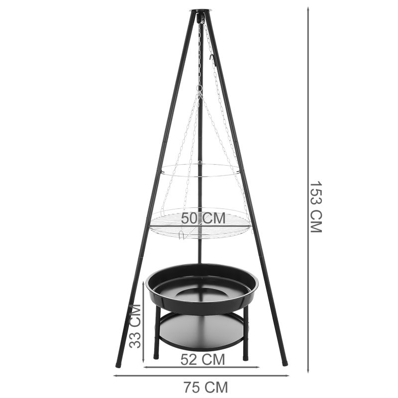 Grill Bauerkraft trójnóg grill wiszący ogniskowy ogrodowy 2w1 1 szt.