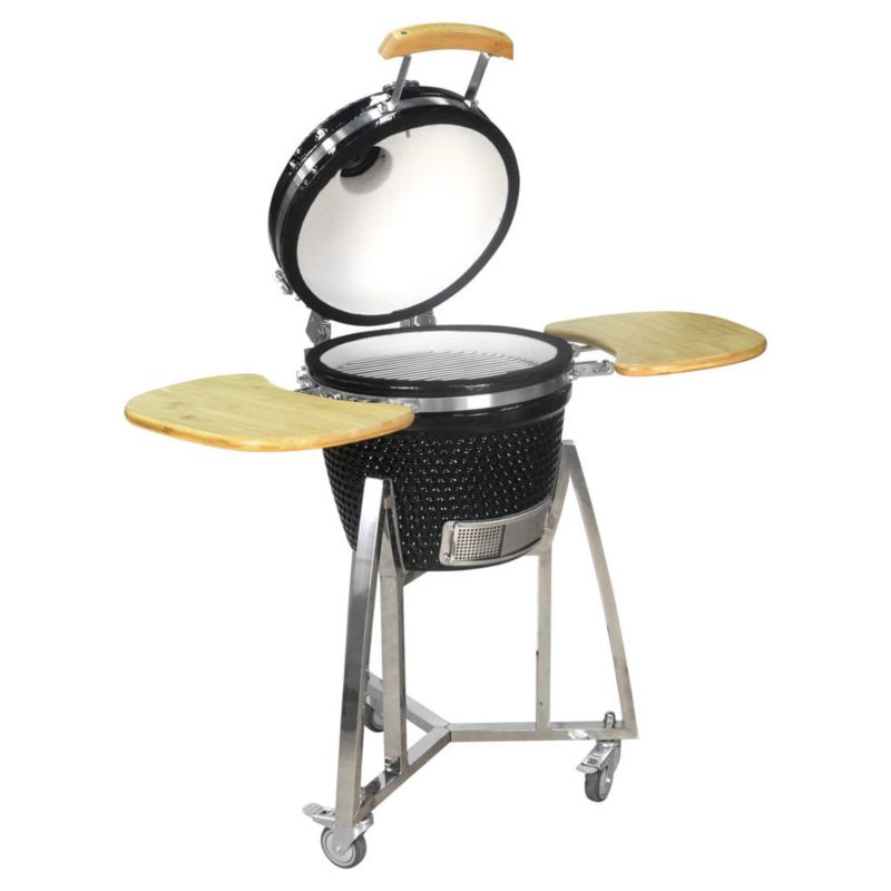 Grill Ceramiczny Mirpol 16" Węglowy Z termometrem i Półkami, Czarny 1 szt.