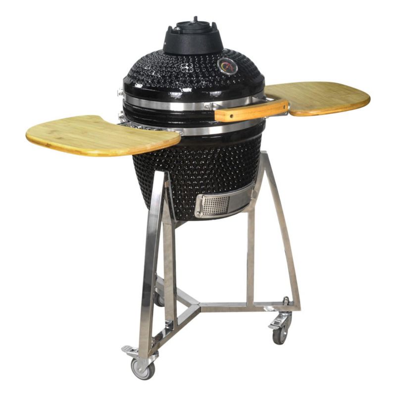 Grill Ceramiczny Mirpol 16" Węglowy Z termometrem i Półkami, Czarny 1 szt.