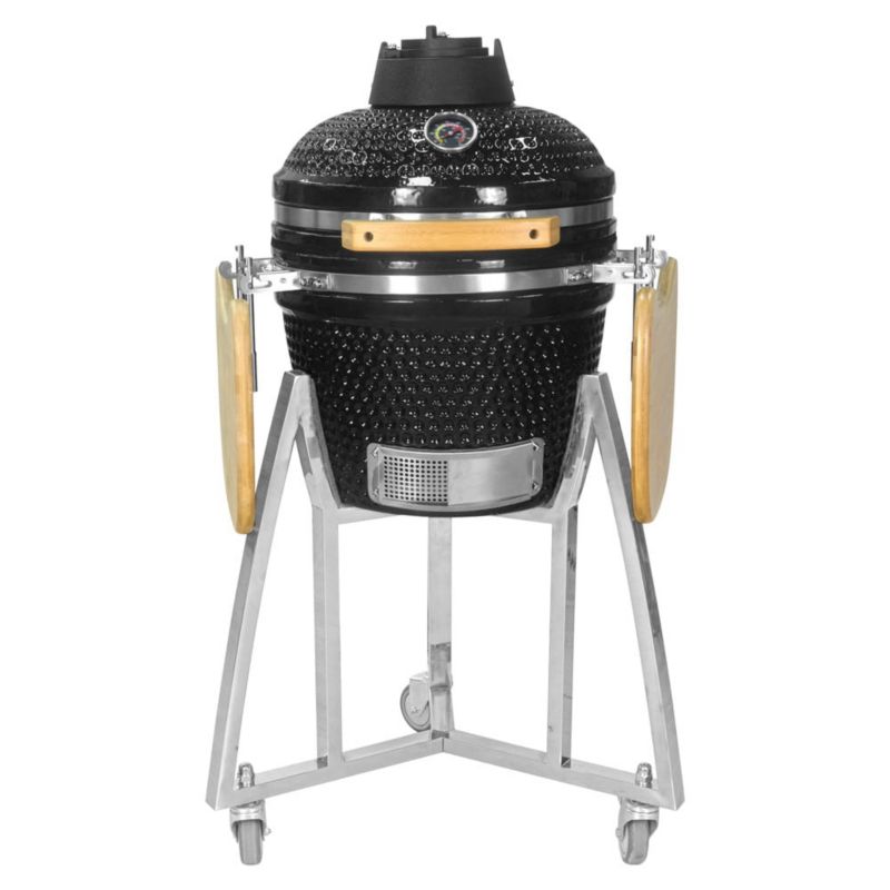 Grill Ceramiczny Mirpol 16" Węglowy Z termometrem i Półkami, Czarny 1 szt.