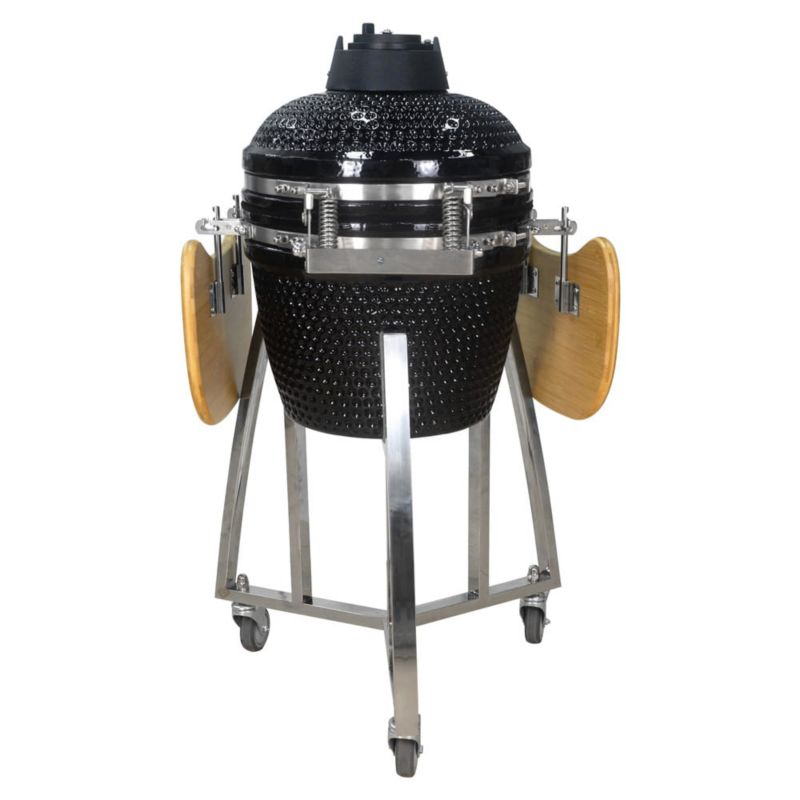 Grill Ceramiczny Mirpol 16" Węglowy Z termometrem i Półkami, Czarny 1 szt.
