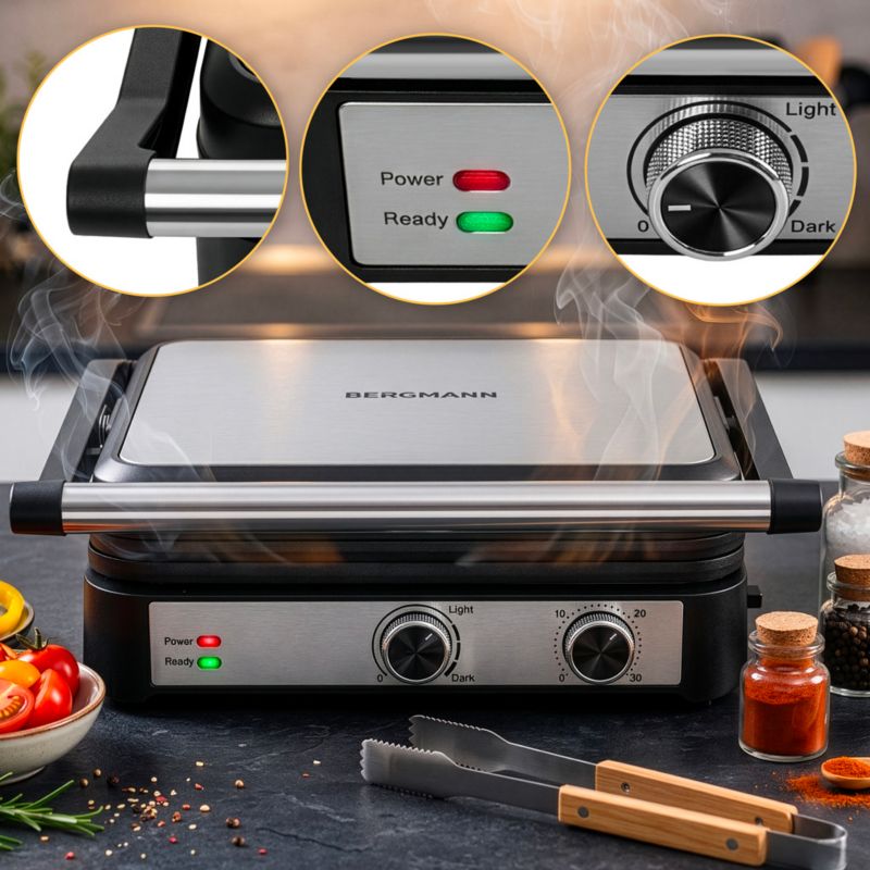 Grill elektryczny kontaktowy BERGMANN AI001 2000 W 1szt.