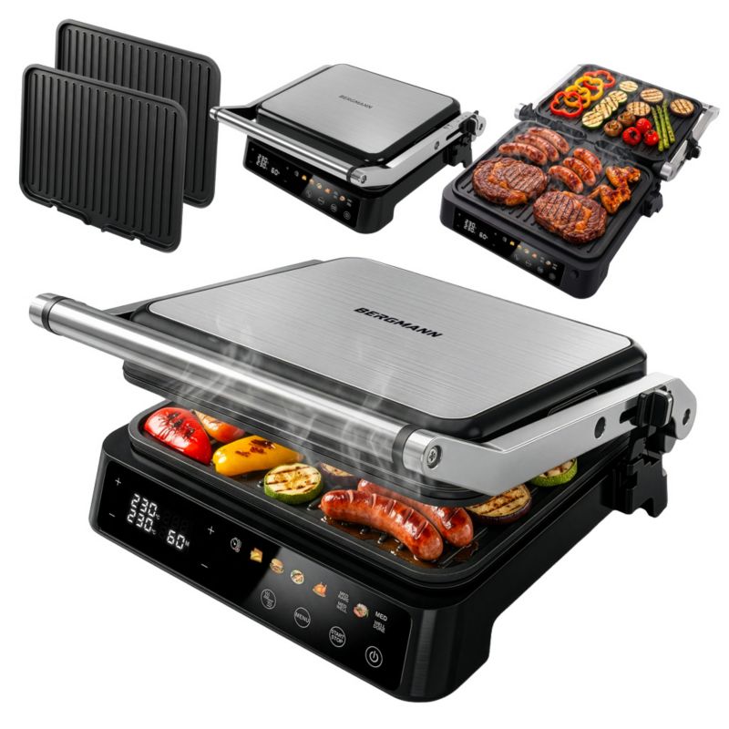 Grill elektryczny kontaktowy BERGMANN AI003 2000 W 8 programów timer kolorowy wyświetlacz LED 1szt.