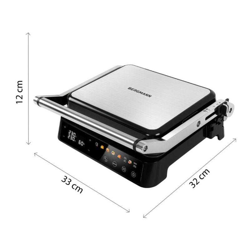 Grill elektryczny kontaktowy BERGMANN AI003 2000 W 8 programów timer kolorowy wyświetlacz LED 1szt.