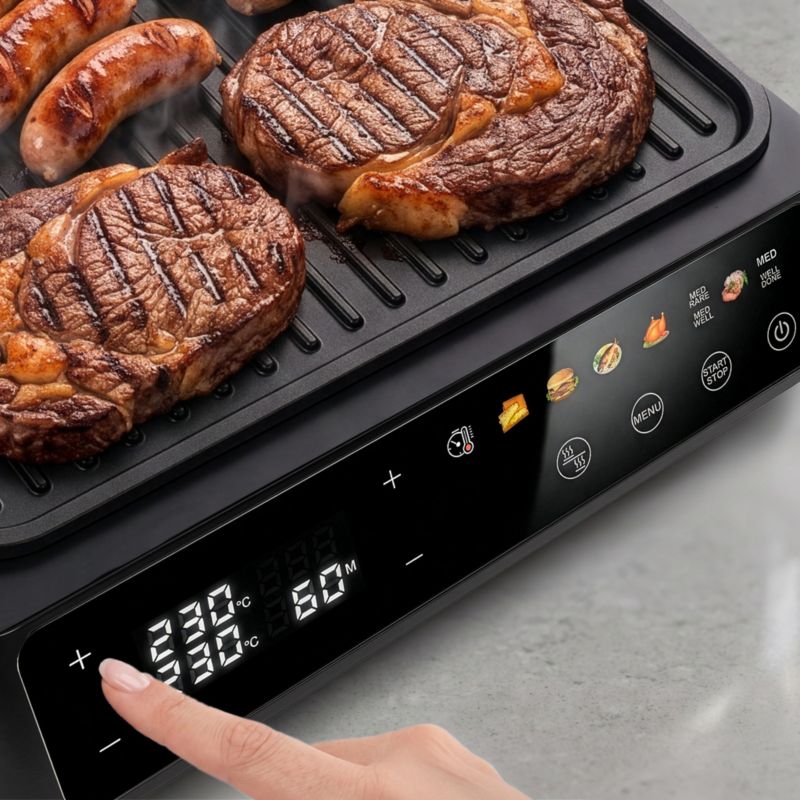 Grill elektryczny kontaktowy BERGMANN AI003 2000 W 8 programów timer kolorowy wyświetlacz LED 1szt.