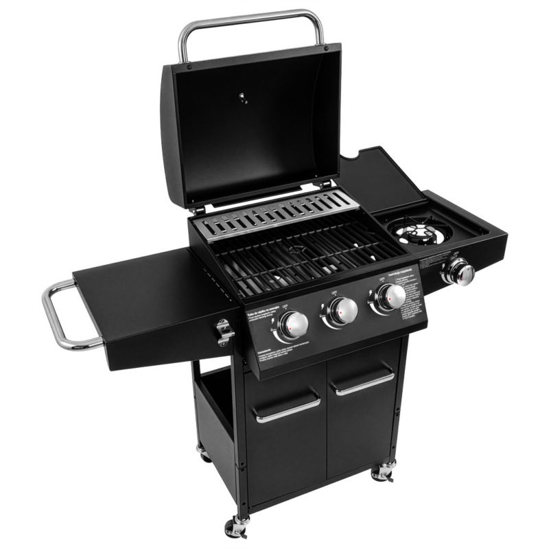 Grill gazowy BERGMANN NL001 3+1 palniki ogrodowy żeliwny ruszt stolik boczny + pokrowiec 1szt.