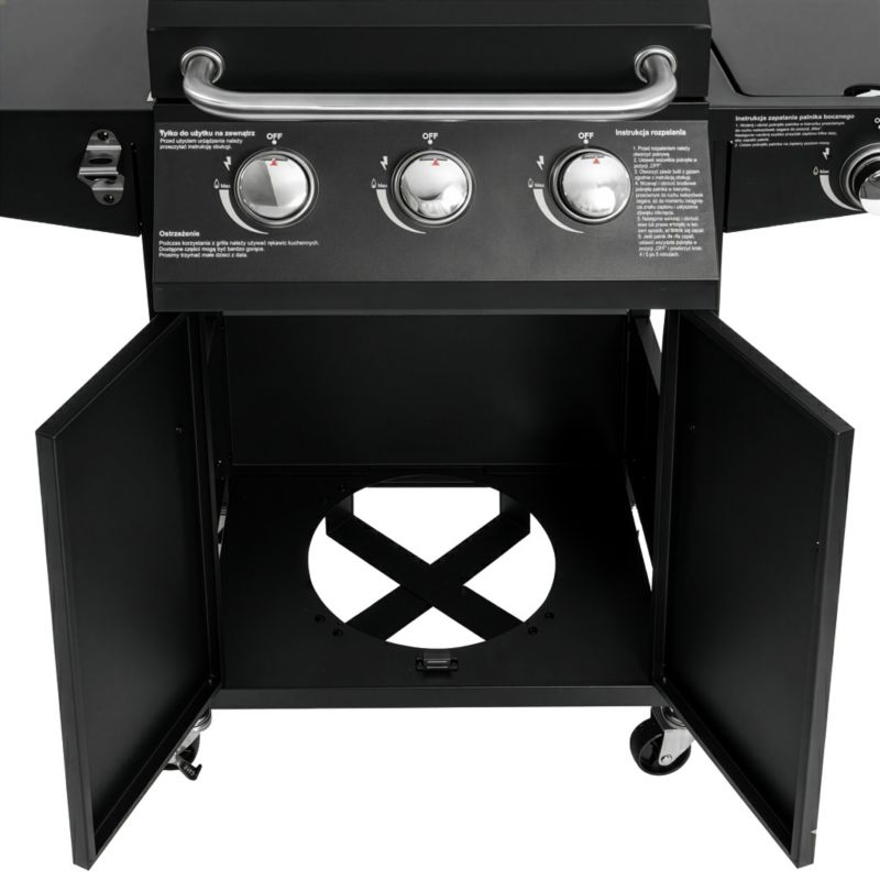 Grill gazowy BERGMANN NL001 3+1 palniki ogrodowy żeliwny ruszt stolik boczny + pokrowiec 1szt.