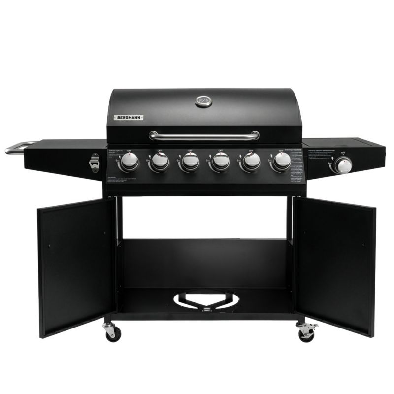 Grill gazowy BERGMANN NL005 6+1 palniki  żeliwny ruszt stolik boczny + pokrowiec 1szt.