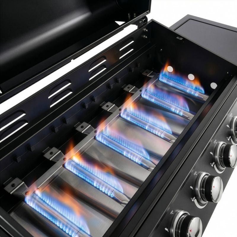 Grill gazowy BERGMANN NL005 6+1 palniki  żeliwny ruszt stolik boczny + pokrowiec 1szt.
