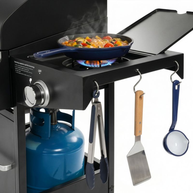 Grill gazowy BERGMANN NL005 6+1 palniki  żeliwny ruszt stolik boczny + pokrowiec 1szt.