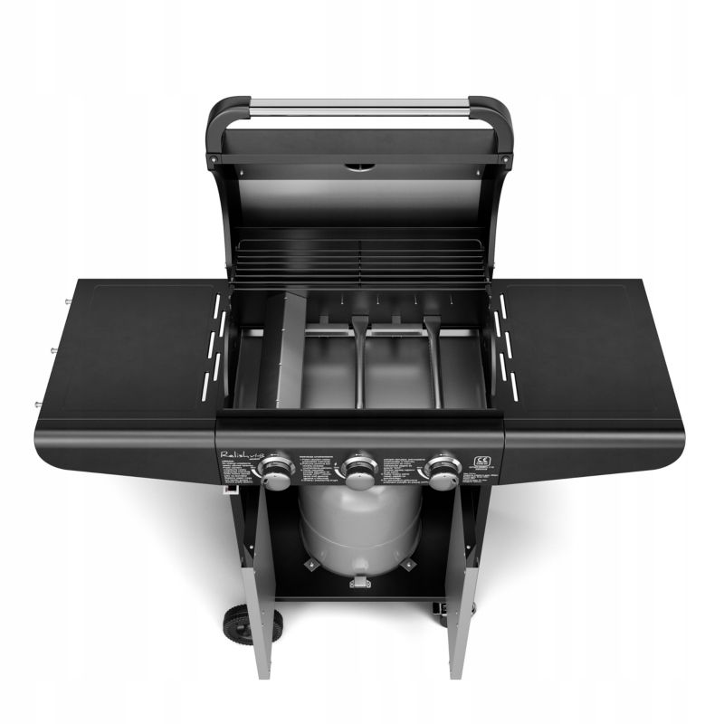 Grill Gazowy Koler Relish V1 Compact Czarny 3 Palniki Nierdzewny 9,6kW + pokrowiec 1 szt.