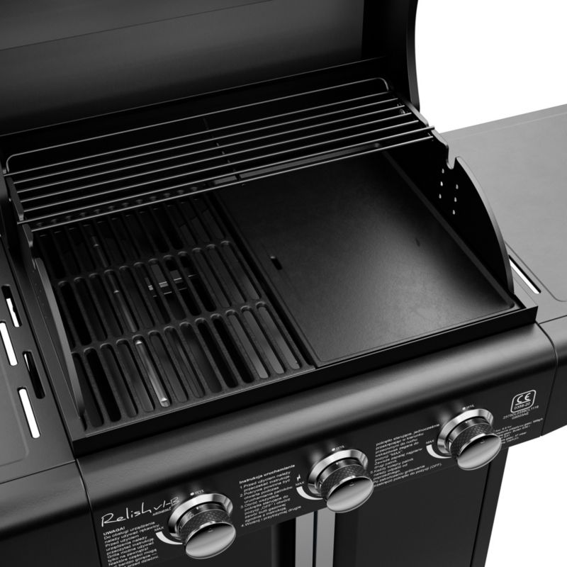 Grill Gazowy Koler Relish V1 Compact Czarny 3 Palniki Nierdzewny 9,6kW + pokrowiec 1 szt.