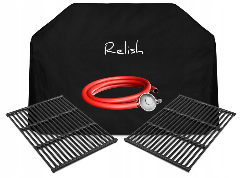 Grill Gazowy Koler Relish V1 Compact Czarny 3 Palniki Nierdzewny 9,6kW + pokrowiec 1 szt.