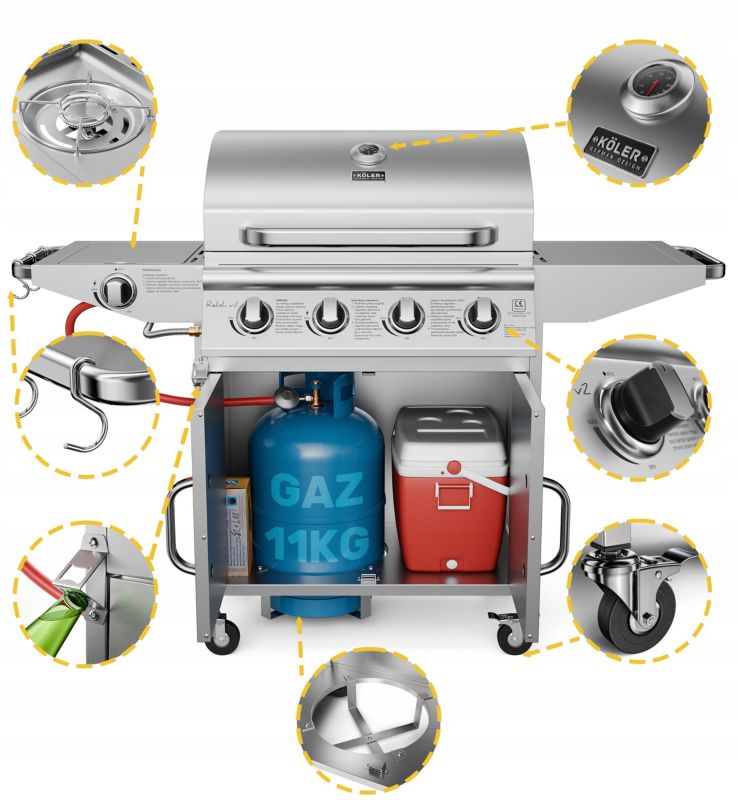 Grill Gazowy Koler Relish V2 16kW srebrny 1 szt.