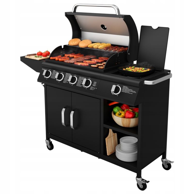 Grill Gazowy Koler Relish V3 Czarny Nierdzewny 5 Palników 16kW 2 Ruszty + Pokrowiec 1 szt.