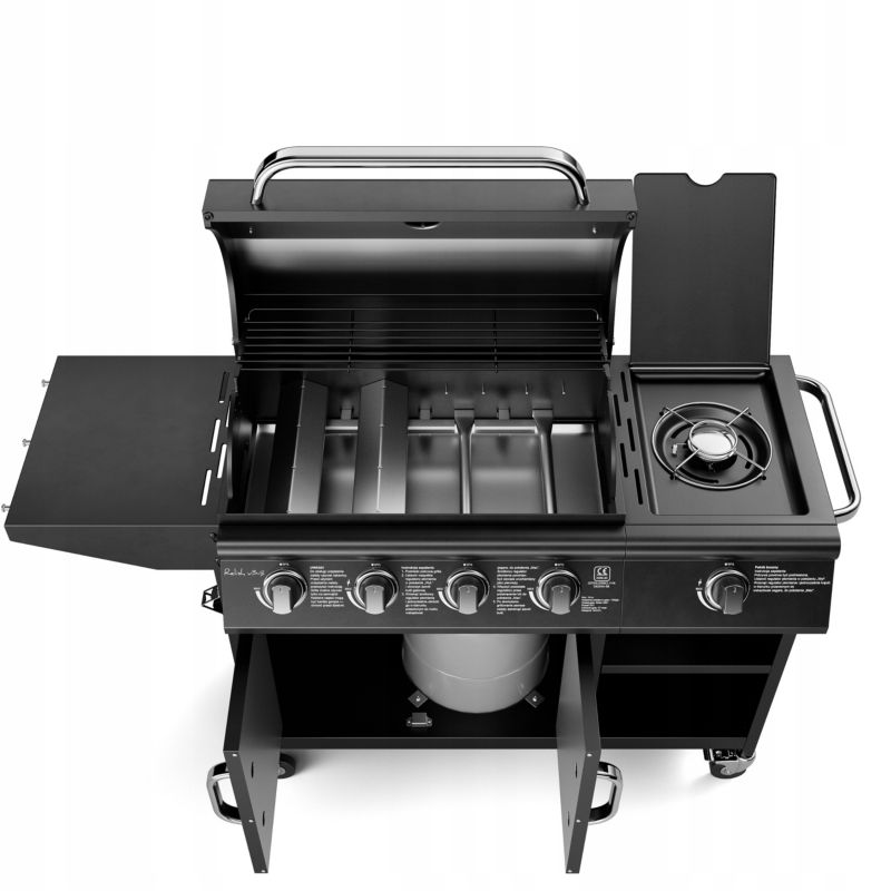 Grill Gazowy Koler Relish V3 Czarny Nierdzewny 5 Palników 16kW 2 Ruszty + Pokrowiec 1 szt.