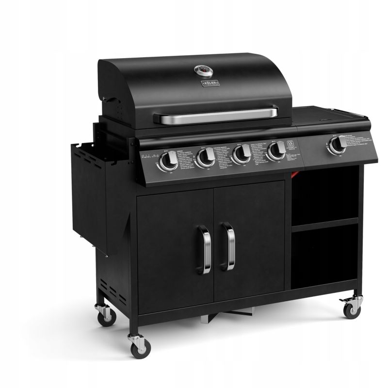 Grill Gazowy Koler Relish V3 Czarny Nierdzewny 5 Palników 16kW 2 Ruszty + Pokrowiec 1 szt.