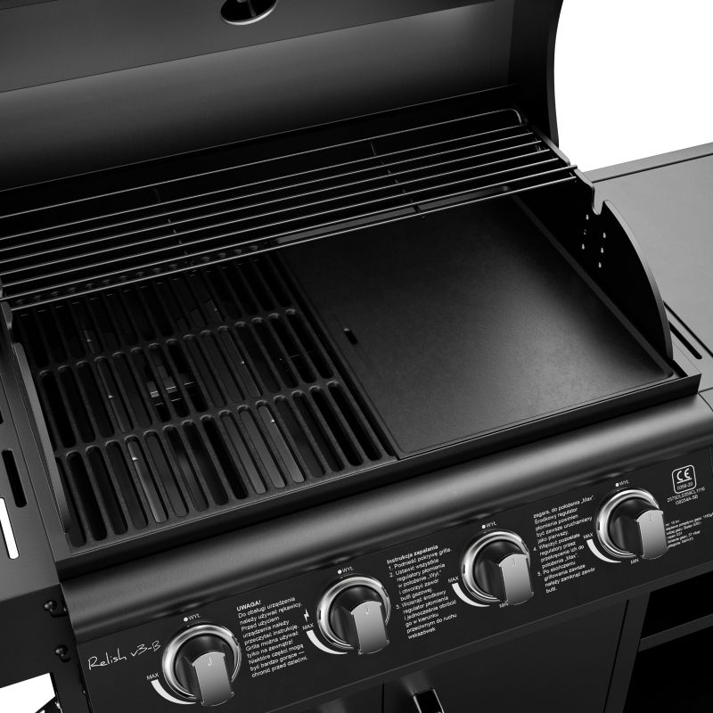 Grill Gazowy Koler Relish V3 Czarny Nierdzewny 5 Palników 16kW 2 Ruszty + Pokrowiec 1 szt.