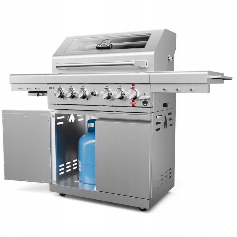 GRILL GAZOWY OGRODOWY KOLER KRONE S2 SILVER STAL NIERDZEWNA RUSZT MODUŁOWY