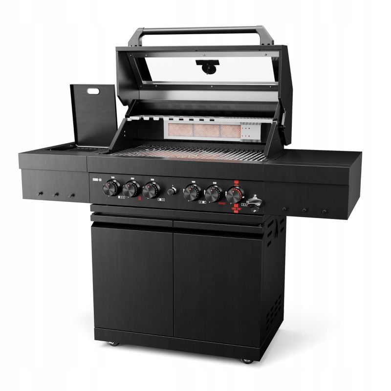 GRILL GAZOWY OGRODOWY PREMIUM KOLER KRONE S3 BLACK STAL NIERDZEWNA 304