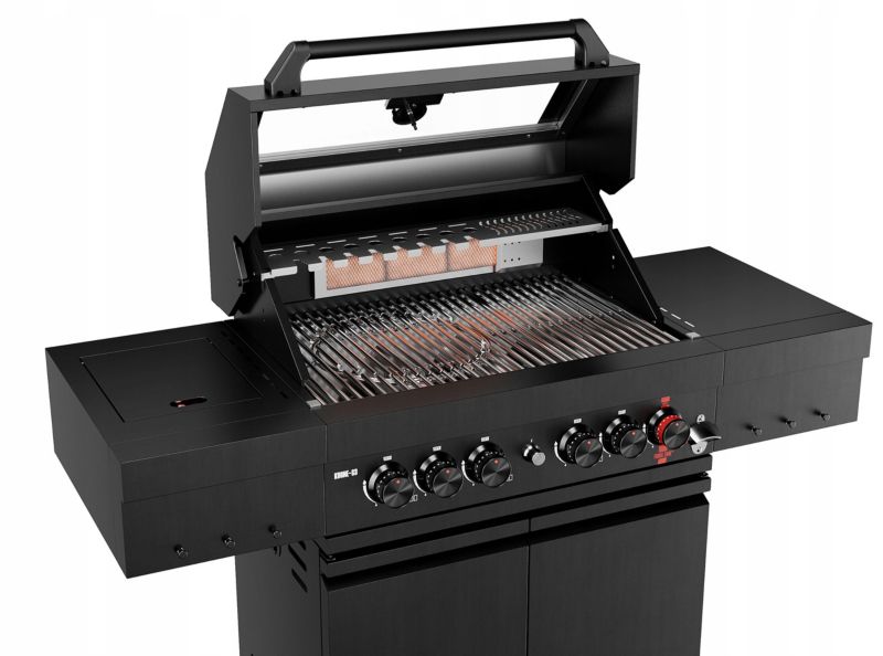 GRILL GAZOWY OGRODOWY PREMIUM KOLER KRONE S3 BLACK STAL NIERDZEWNA 304