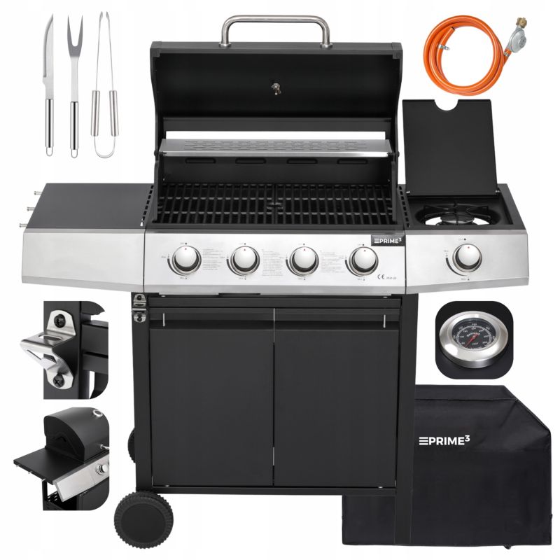 Grill Gazowy PRIME3 4+1 palniki żeliwny ruszt szafka boczny zestaw GGG42 1szt.
