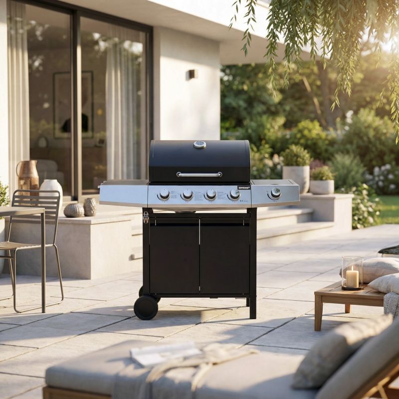 Grill Gazowy PRIME3 4+1 palniki żeliwny ruszt szafka boczny zestaw GGG42 1szt.