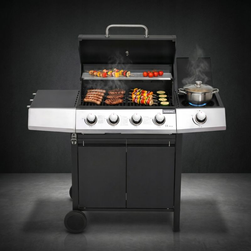 Grill Gazowy PRIME3 4+1 palniki żeliwny ruszt szafka boczny zestaw GGG42 1szt.