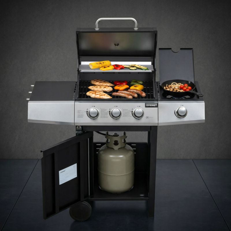 Grill Gazowy PRIME3 ogrodowy 3 palniki ruszt żeliwny boczny zestaw GGG32 1 szt.