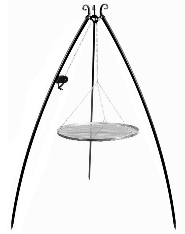 Grill na trójnogu TYLETEGOTU z kołowrotkiem 200 cm LARGO ruszt stal nierdzewna 70 cm 1 szt