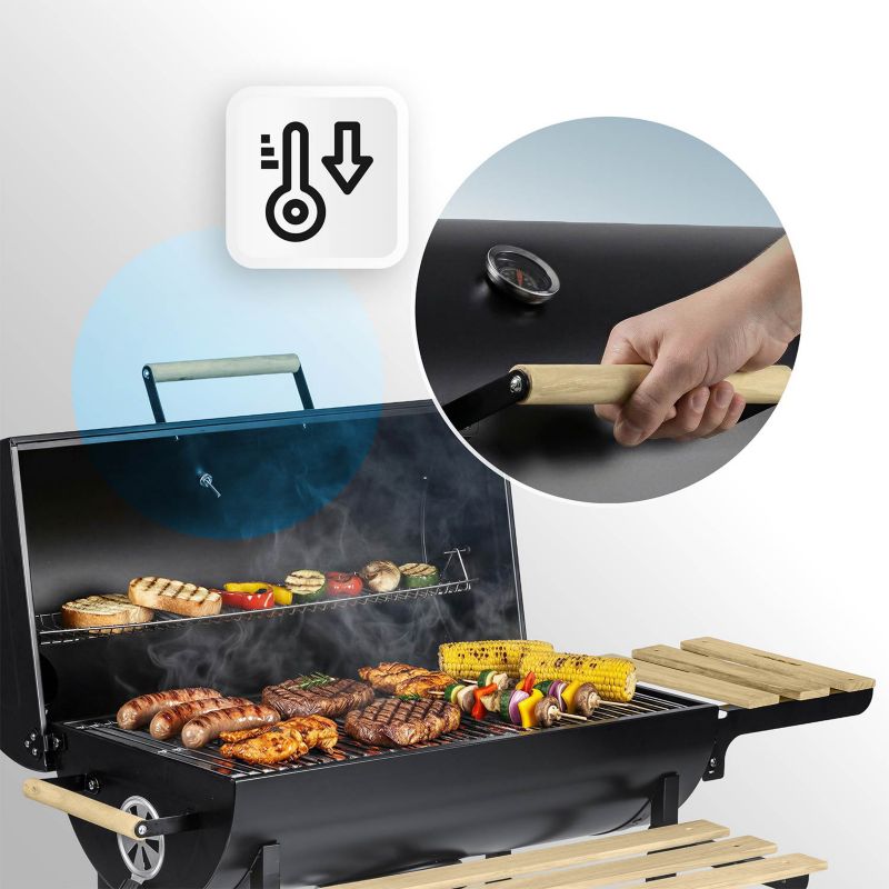 Grill ogrodowy Berdsen węglowy z półkami beczka z kominem + termometr + popielnik 1 szt.