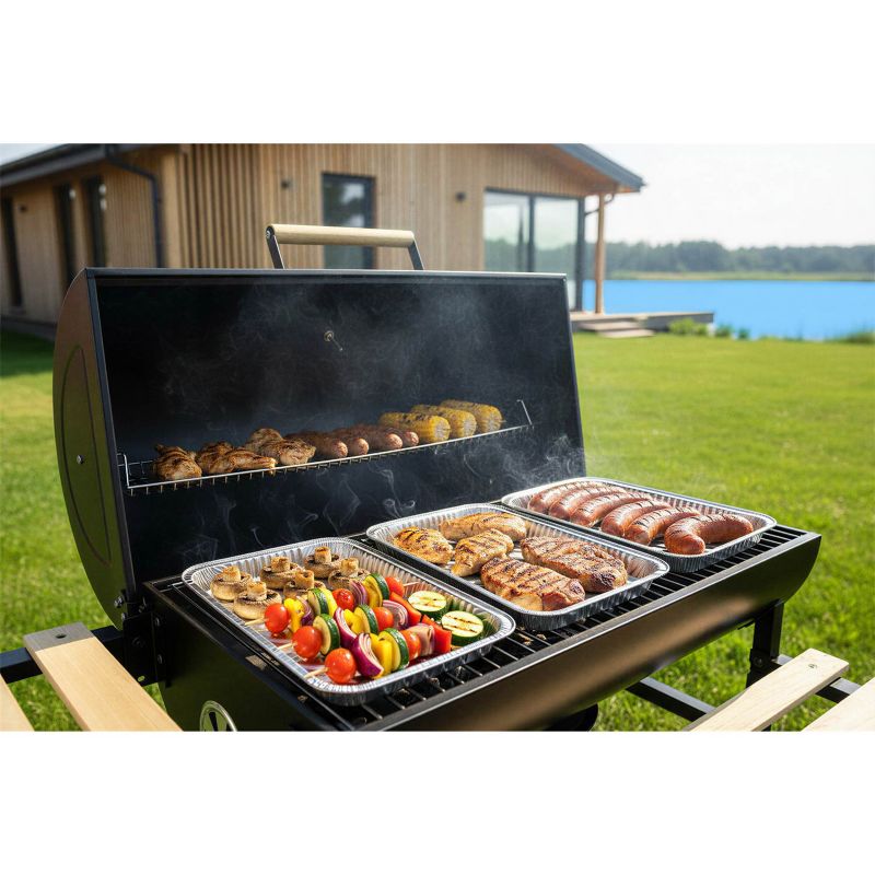 Grill ogrodowy Berdsen węglowy z półkami beczka z kominem + termometr + popielnik 1 szt.