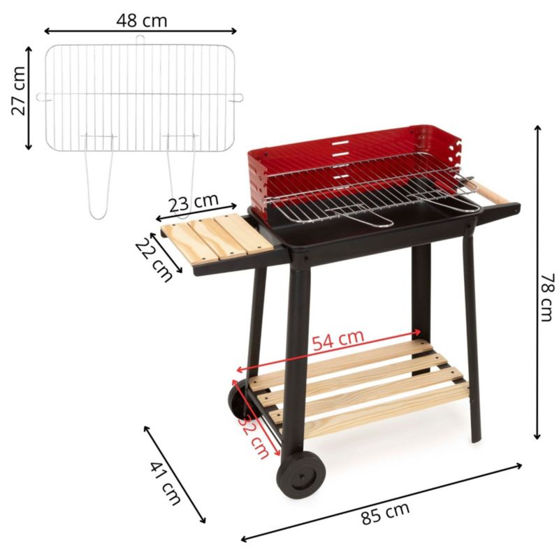 Grill Springos na węgiel, mobilny grill z regulowanym rusztem do ogrodu i na działkę 1 szt.