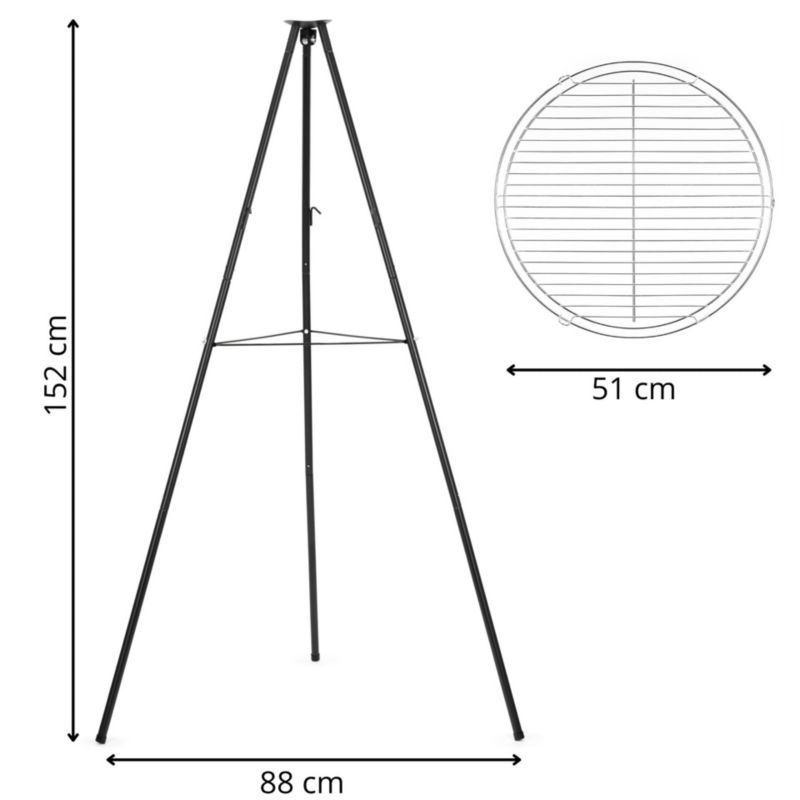 Grill Springos ogniskowy, wiszący 50 cm palenisko z regulowanym rusztem na stojaku 1 szt.