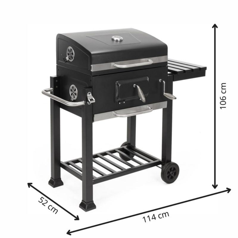 Grill Springos ogrodowy na węgiel, pokrywa z termometrem, ruszt emaliowany 1 szt.