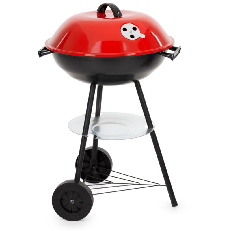 Grill Springos węglowy okrągły, ruszt 41 cm zamykany grill ogrodowy z pokrywą czarno-czerwony 1 szt.