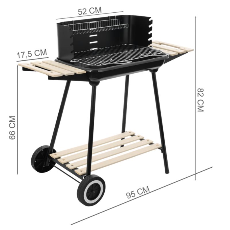Grill węglowy Bauerkraft ogrodowy na kółkach z 3 półkami i rożnem 1 szt.