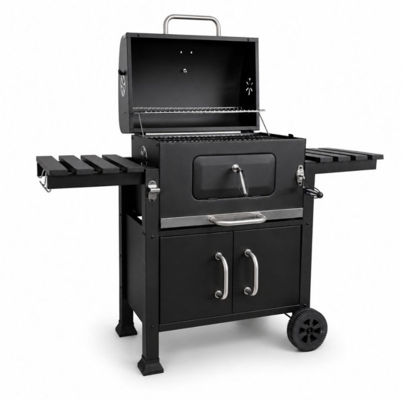 Grill węglowy DeKRAFT Angular z rusztem żeliwnym i pokrowcem czarny 1 szt