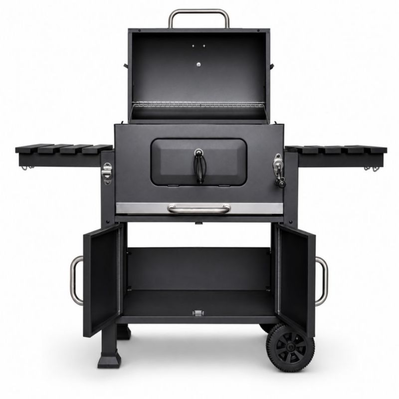 Grill węglowy DeKRAFT Angular z rusztem żeliwnym i pokrowcem czarny 1 szt