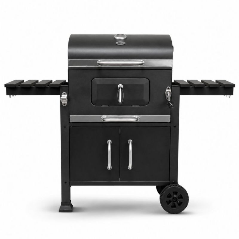 Grill węglowy DeKRAFT Angular z rusztem żeliwnym i pokrowcem czarny 1 szt