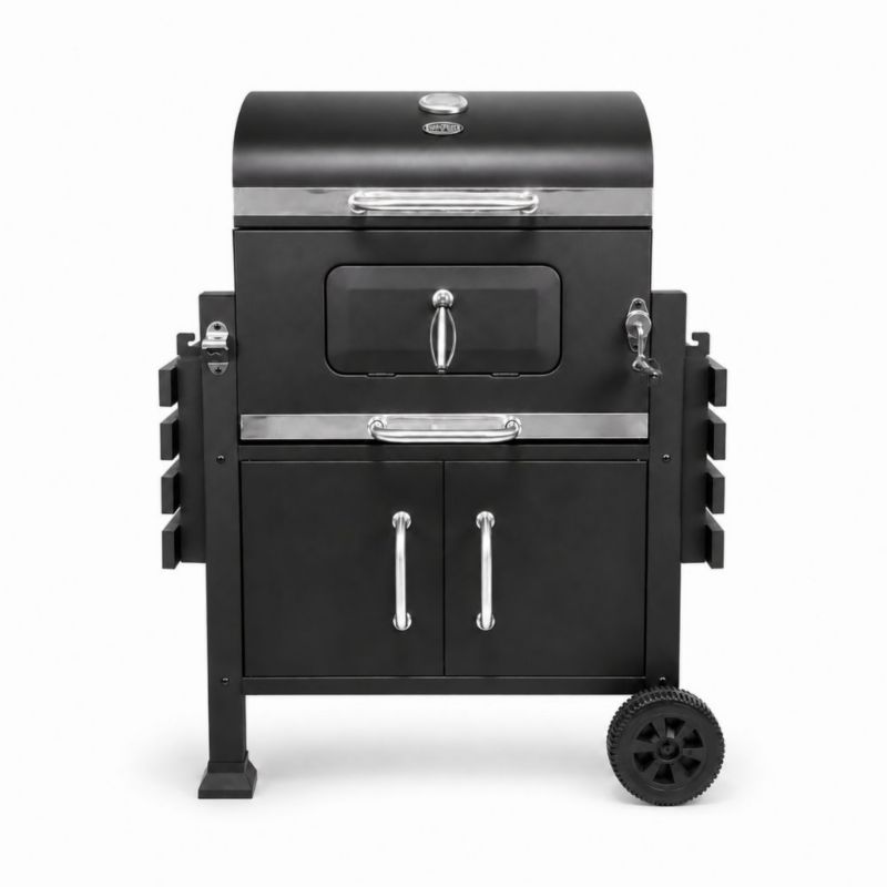 Grill węglowy DeKRAFT Angular z rusztem żeliwnym i pokrowcem czarny 1 szt
