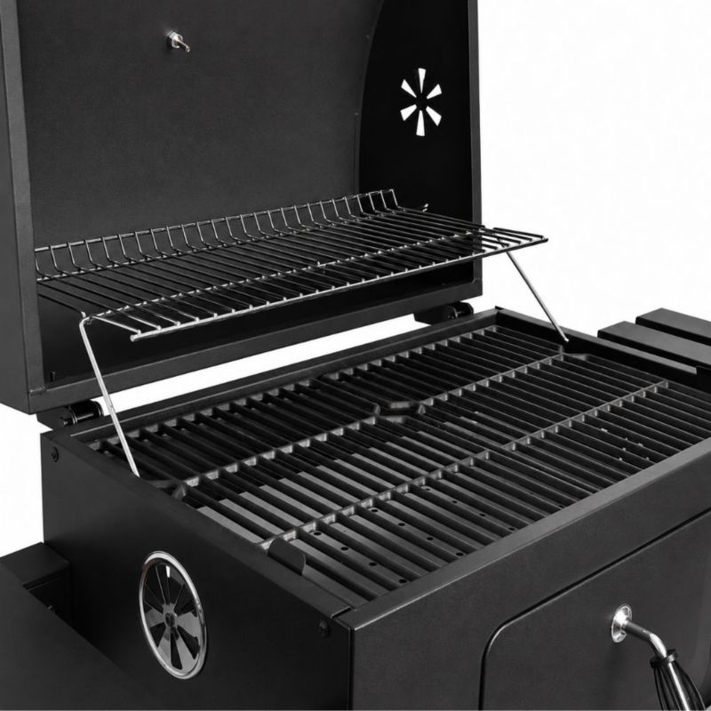 Grill węglowy DeKRAFT Angular z rusztem żeliwnym i pokrowcem czarny 1 szt