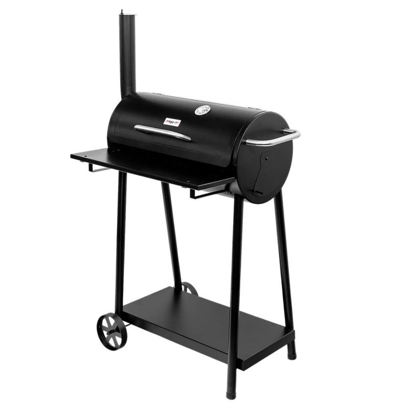 Grill węglowy Mega-M ogrodowy beczkowy z kominkiem i stolikiem 1szt.